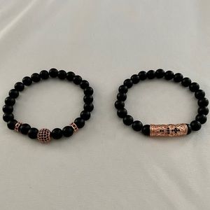 Beaded Bracelets - Rose Gold/Black